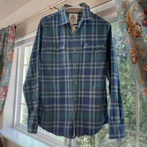 Blue & Green Plaid Button-Down Shirt